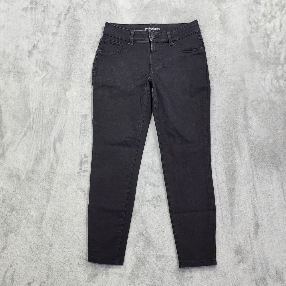 Maurices Jeans Womens M SHORT Black Mid Rise Skinny Jegging Stretch Denim Casual